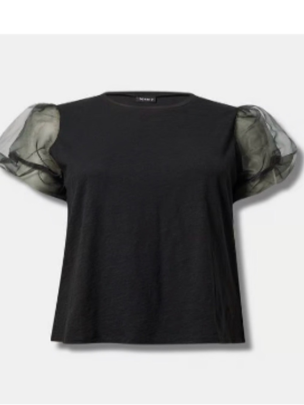 torrid Black Tee with Tulle Puff Sleeves